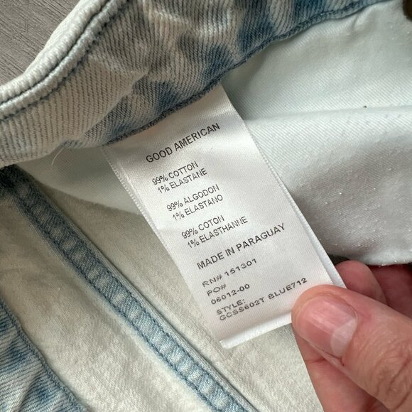 Good American Good Classic Slim Straight Jeans Ankle Slit Distressed Size 12 - Picture 7 of 7